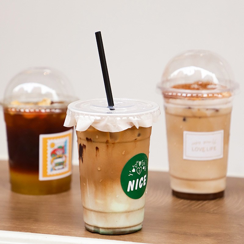 速发一次性奶子 奶茶杯带径8口盖杯茶店咖啡 饮料打包外卖塑料杯