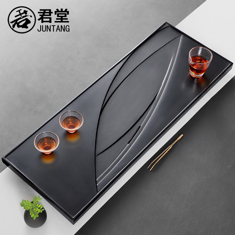 速发君堂乌金石石罗端石茶盘轻奢家用高绿整块天头茶台托茶具