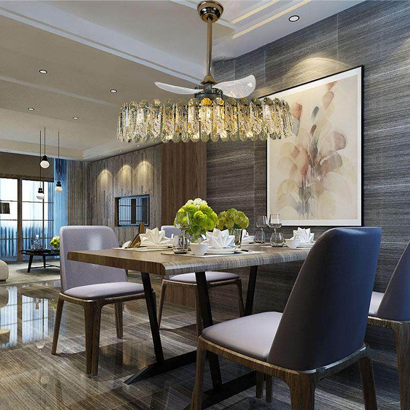 全光谱新款长方形水晶吊扇灯风扇灯餐厅风扇灯家用餐厅现代灯具,家装灯饰光源,风扇灯,淘宝优惠券,粉丝福利购,淘宝优惠卷