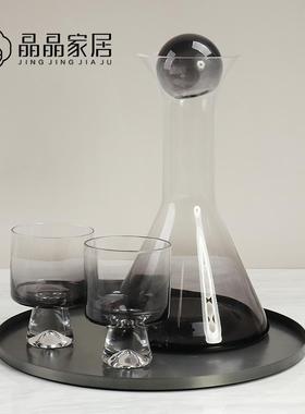 热销轻奢北欧餐桌渐变红酒杯醒酒器摆件样板房家用书房器皿装饰品