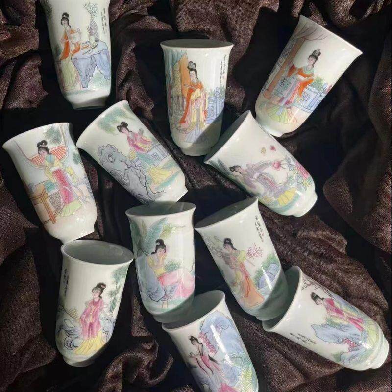 吴景存老师纯手绘十二金钗闻香杯高档家用主人杯红楼梦手工茶杯