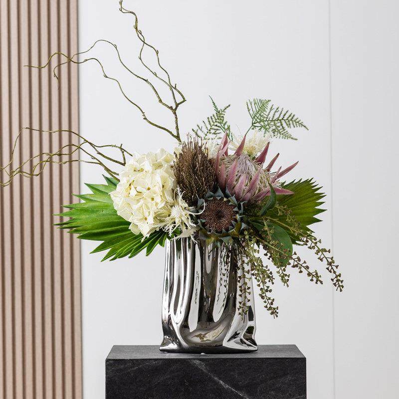 仿真花干花现代高端轻奢银色花瓶花艺装饰件客厅样板房电视柜软装,家居饰品,仿真花/假花,淘宝优惠券,粉丝福利购,淘宝优惠卷