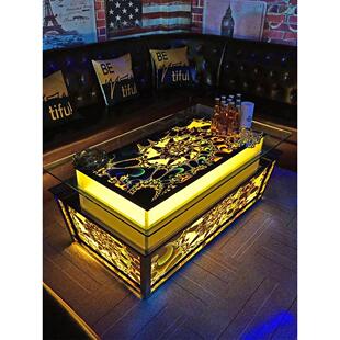 KTV茶几发光桌不锈钢欧式现代夜总会网红卡座包厢高档量贩式吧台