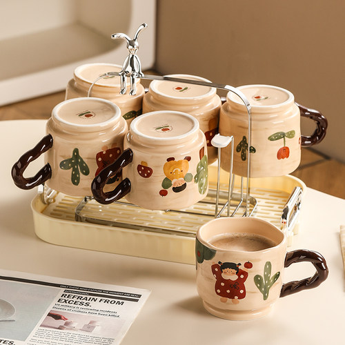 马克杯水具套装釉下彩一杯多用