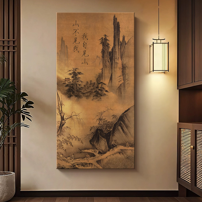 见山宋代美学中式玄关装饰画画禅意入户进门走廊过道茶室背景墙挂,家居饰品,现代装饰画,淘宝优惠券,粉丝福利购,淘宝优惠卷