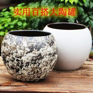 手工粗陶高大花盆老桩多肉盆直筒绿植陶瓷透气陶罐月季绣球盆