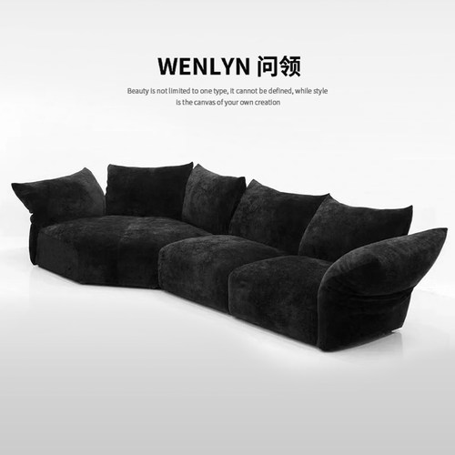 花瓣沙发客厅设计师大平层转角直排多人位雪尼尔羽绒模块布艺沙发
