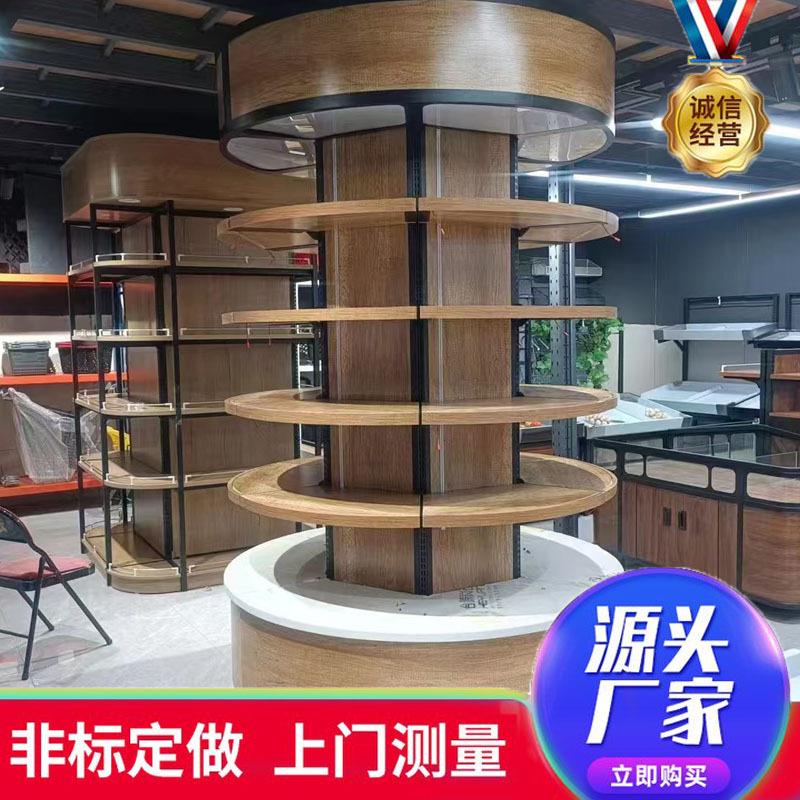 超市商场货架展示架便利店落地网格食品架柜四柱多层展示架