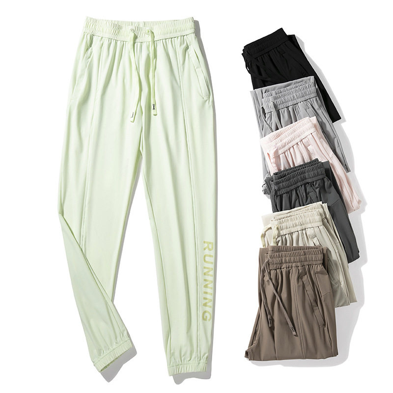 纳米科技白色冰丝休闲裤男夏季薄款运动裤女款速干长裤束脚裤夏裤