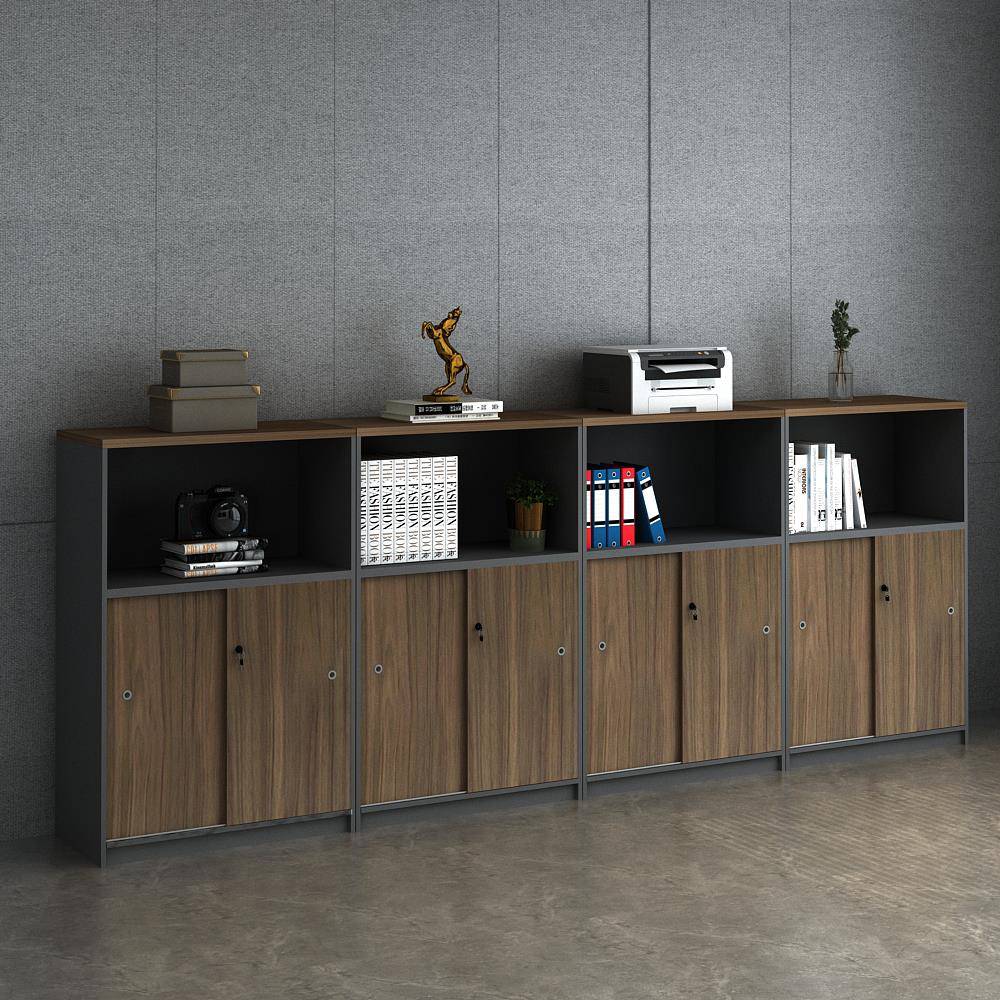 9W办THL公室矮柜推门文件柜储拉物柜隔移断资料门收纳带锁落地柜