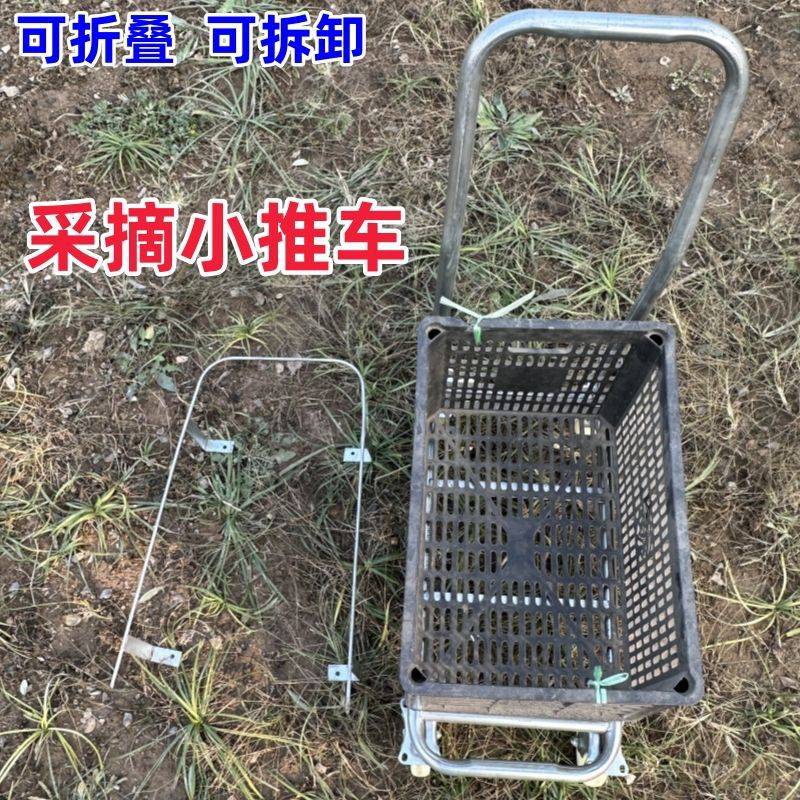 新款农用大棚瓜果蔬菜移动采摘运输车懒人便携式推拉工具车折叠式