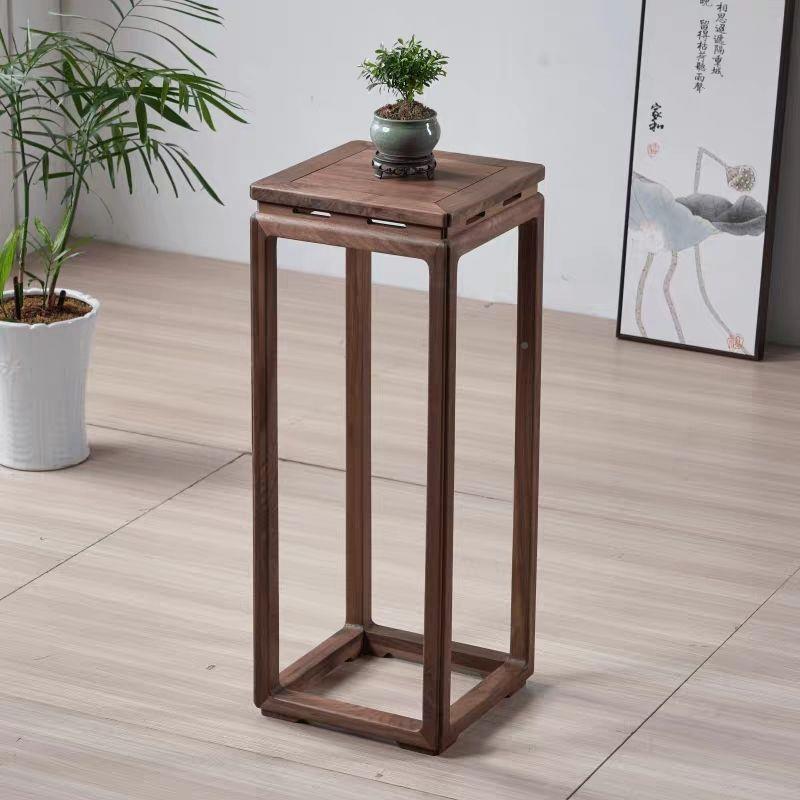 中式仿古实地木花架客厅落盆景花阳台绿萝实木老几架榆木置物SJZ