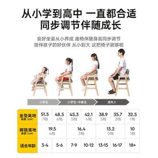 儿童正实木椅学椅习可升降调节学生书写字桌子靠背矫坐QGR姿家用