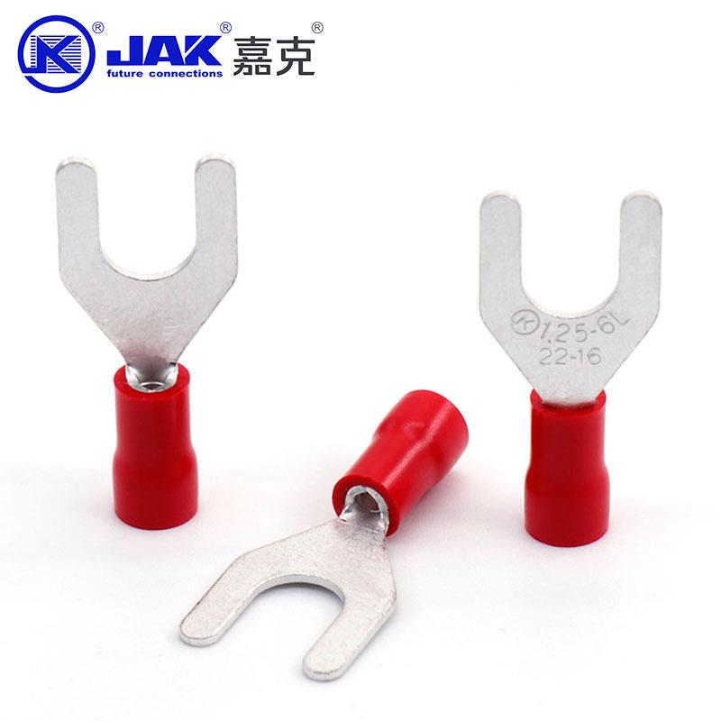 SV1.25L紫铜UT端子M3冷579压裸端头PVC预绝缘叉6形接裸端-Y型线端