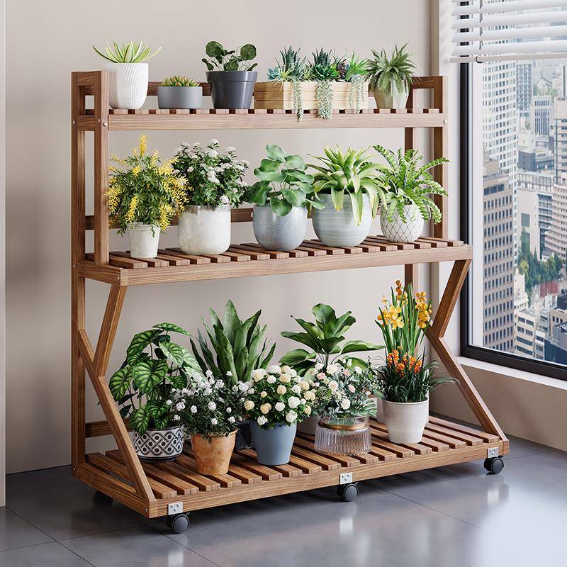 M*架子腐实花木质多层简xml-007约室内阳厅台客多肉落地式防置物