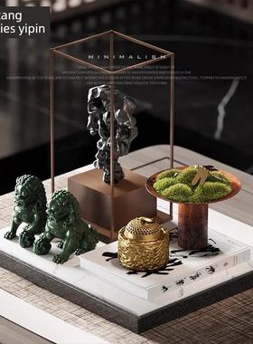 新中式太湖石花艺组合摆件家具卖场样板间茶几桌面软装禅意饰品