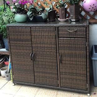 户外文件置物架阳台藤编收纳柜整理柜客厅储藏杂物柜定制大容量