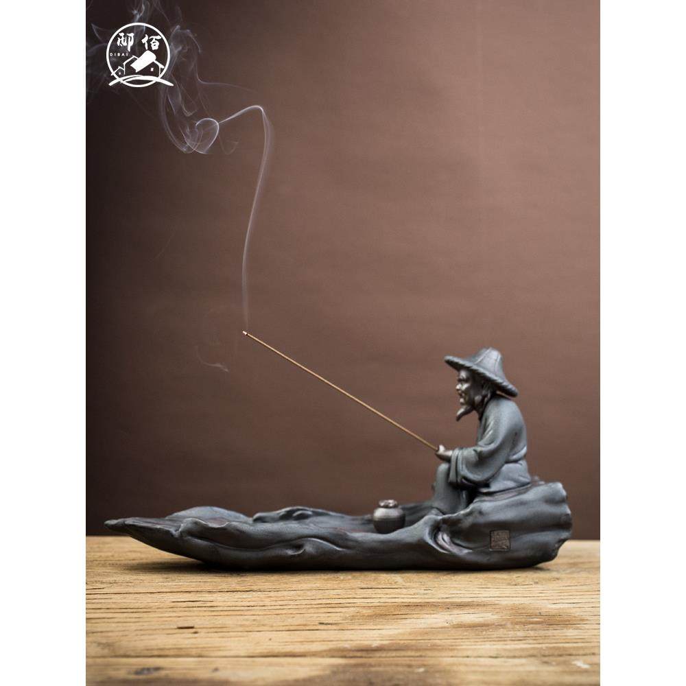 创意香炉陶瓷香插香座姜太公钓鱼办公室茶道禅意工艺品檀香炉摆件,家居饰品,香薰炉,淘宝优惠券,粉丝福利购,淘宝优惠卷