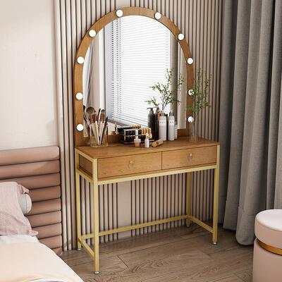 网红新款化妆台带灯彩 彩妆婚纱店化妆台化妆镜台式桌面美容院化