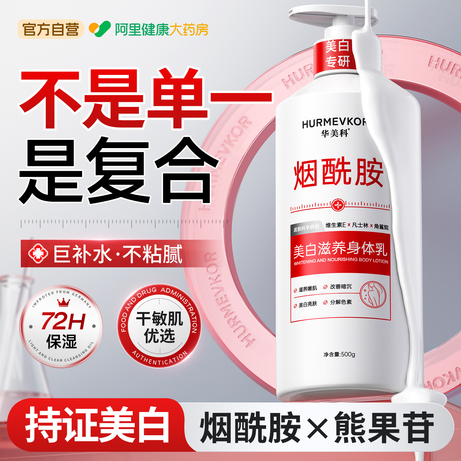 烟酰胺美白身体乳保湿补水男全身冷白皮变白神器女正品官方旗舰店