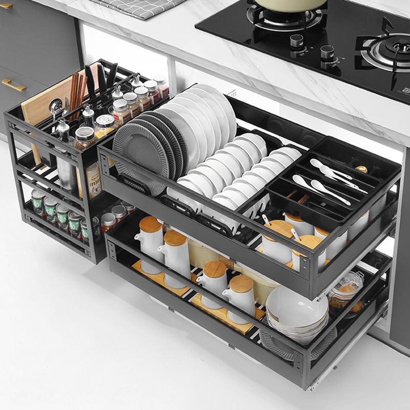 J6DA浅拉篮300 350深400调味蓝304不锈钢250橱柜拉拦450厨房抽屉