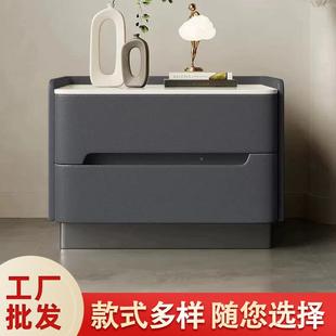 代简约浅灰色床头现柜实室木卧床边小BC10型收纳储物柜轻奢床边感