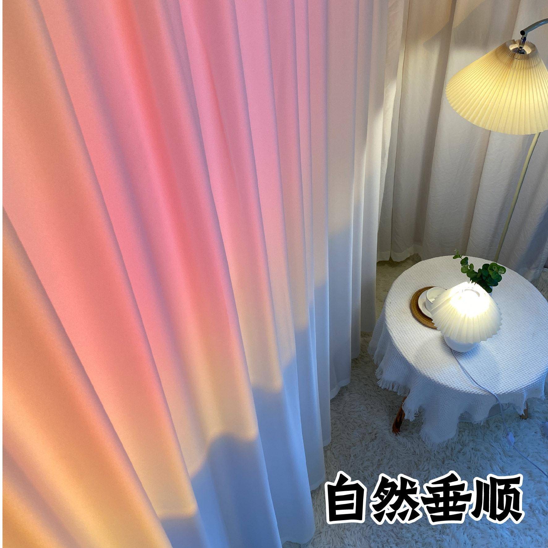 播间景免打孔窗帘背景女主播用级直感魔背布术贴白色纱帘AQX场景