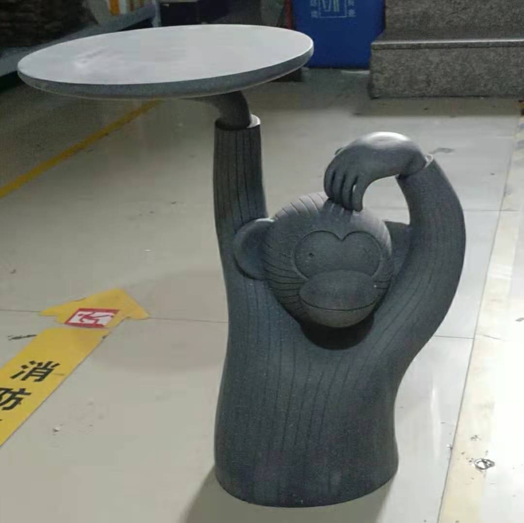 树脂猴子托盘落地摆件53cm
