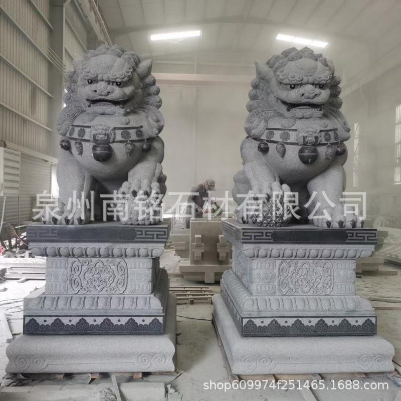 惠芝安石雕狮子家现货门口青石北京nt103狮雄狮摆件麻白厂石狮子