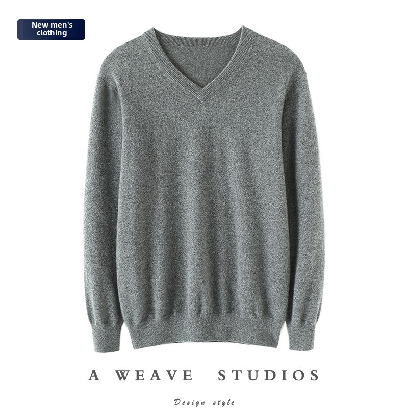 穿起来容易又优雅！男士V领羊绒衫纯羊绒衫针织底衫宽松男士休闲