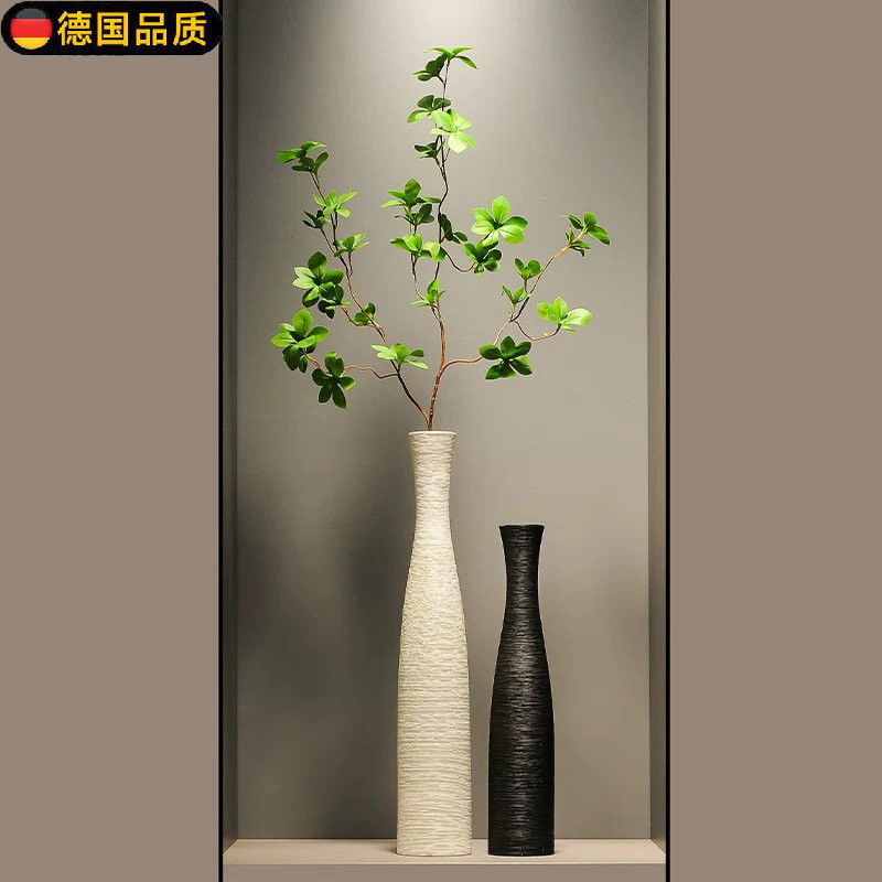 德国拉丝长款细高陶瓷花瓶装饰