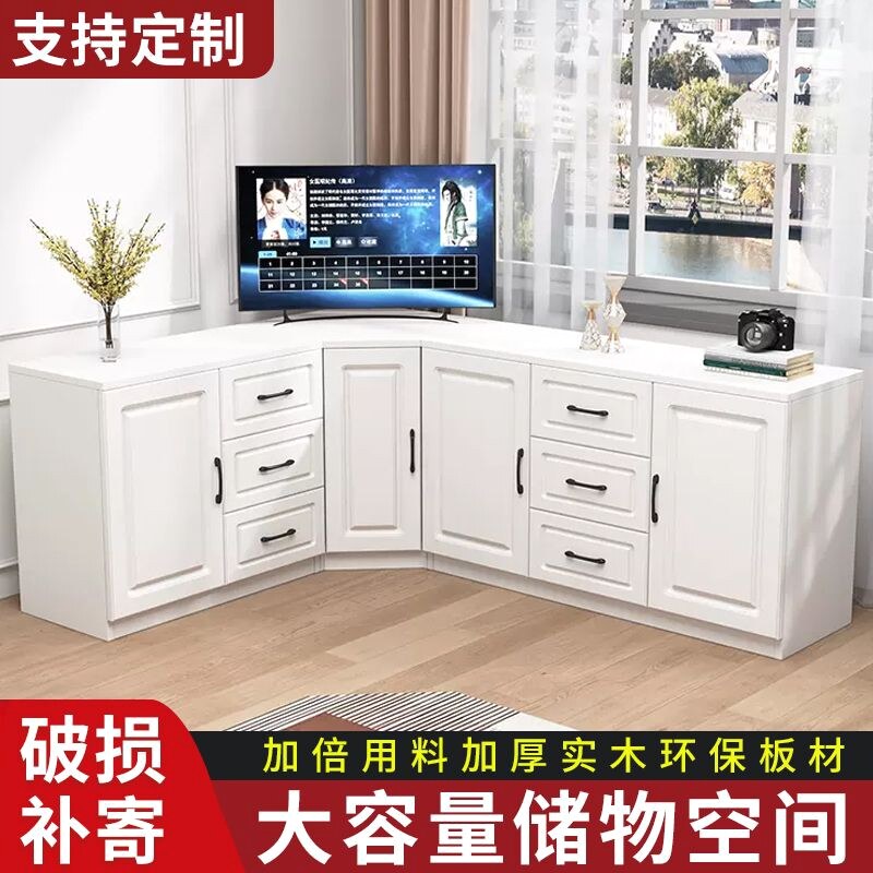 全实木家用一体转角柜客厅墙角柜卧室三角柜转角收纳柜现代电视柜