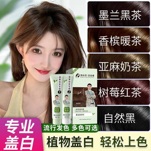 清丝语茶染膏护染霜植物成分染发剂纯染发膏双支抖音同款志远同款