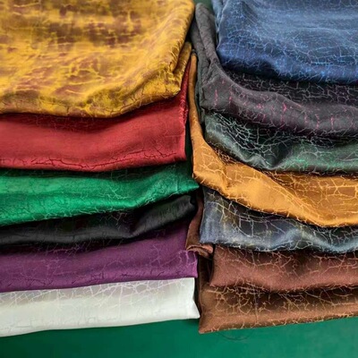 真丝香云纱龟裂纹缎面龟纹真丝布料丝绸布料60姆米1.4米宽源厂