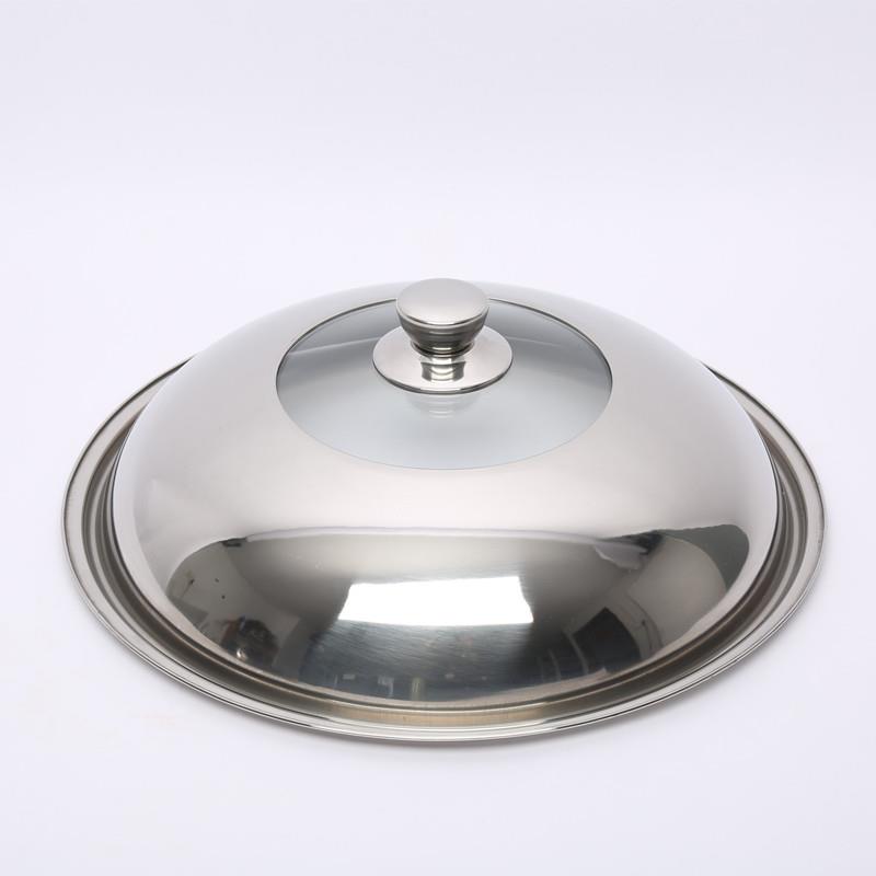 不锈钢炒锅盖子家用通用炒菜锅平底锅盖厚高拱加高30寸32cm34厘米