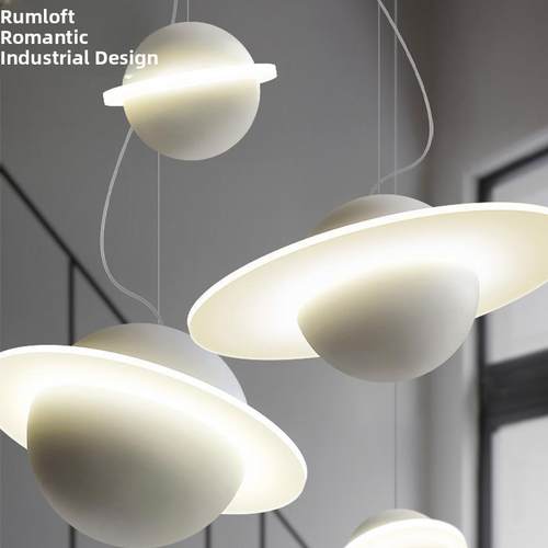 浪漫风格艺术创意木制星球光环北欧个性餐厅儿童书房卡通卧室吊灯