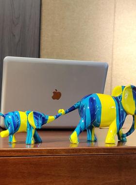 样板房间咖啡厅客厅家居摆设新家装饰摆件招财母子象大象工艺品