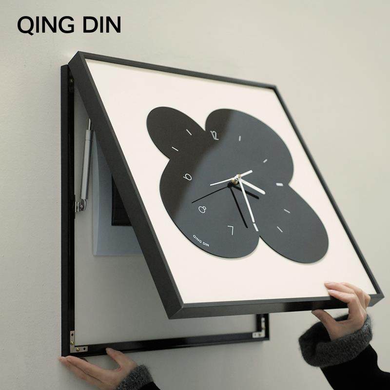 简约现代电表箱装饰画2025新款免打孔客厅静音时钟电表箱遮挡挂画
