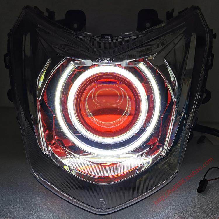 适用CNSY劲战 四代目大灯总成改装海5LED双光透镜氙气灯泡照明配