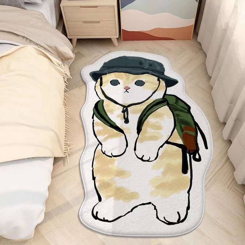 可爱猫咪柔软动物仿羊绒地毯网红少女ins卡通客厅卧室床边毯地垫