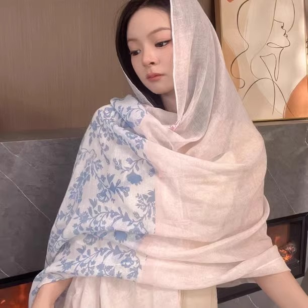 霽雪西子巴洛克夏薄款夏季女多功能新疆海邊旅游日常空調(diào)房絲巾