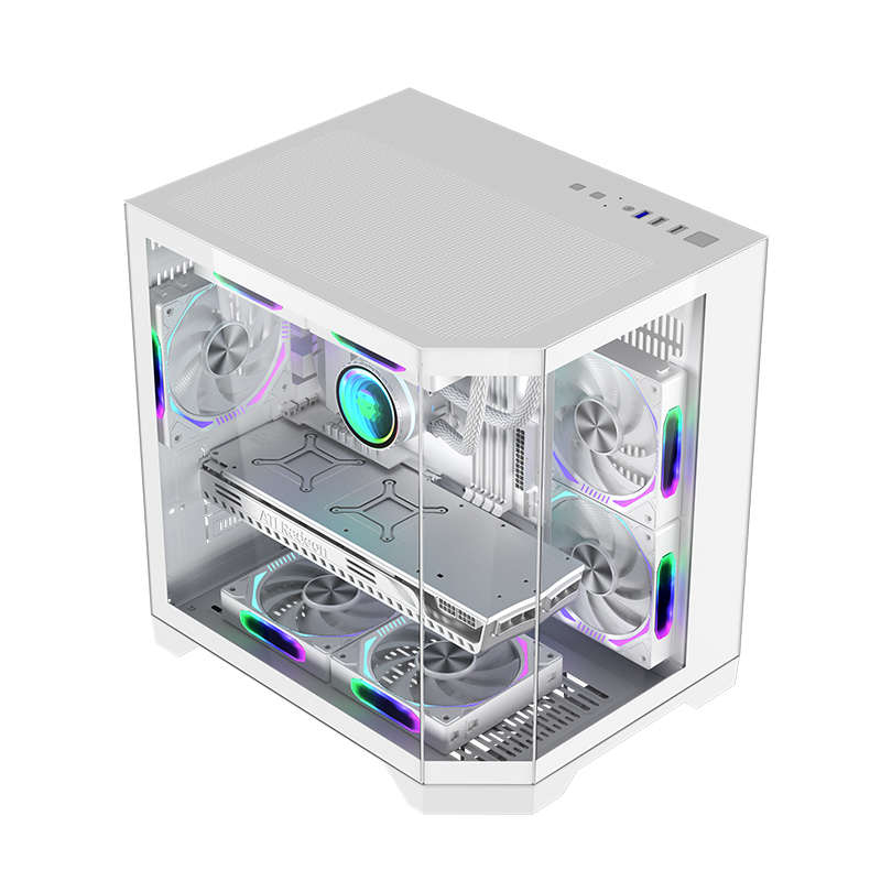玩嘉 梦想家mini海景房无立柱鱼缸机箱电脑机箱M-atx 240水冷机箱