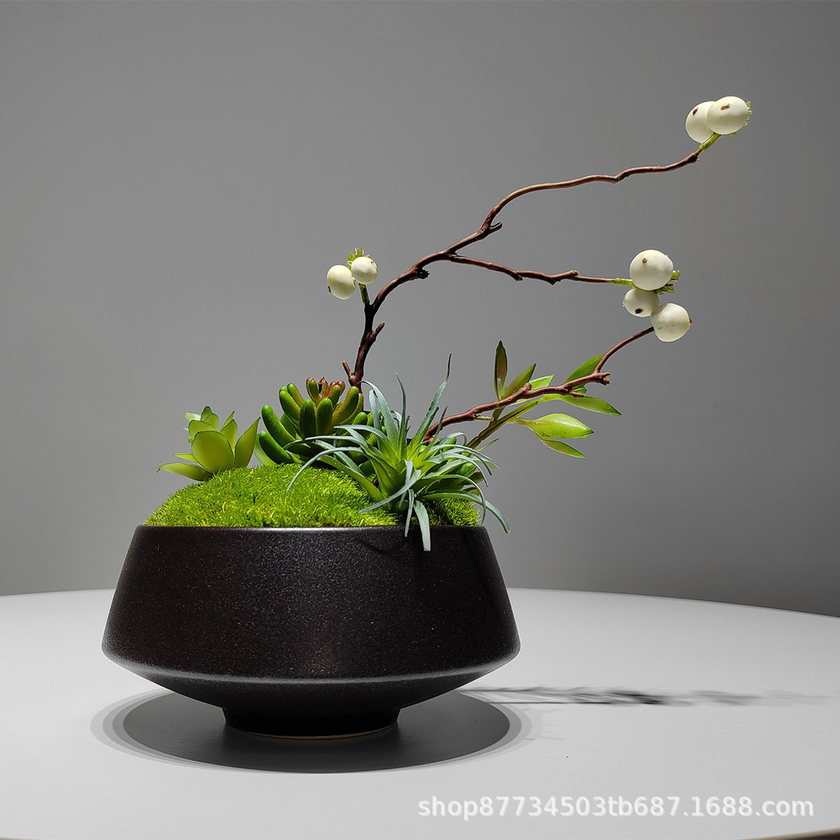 新中式高端仿真花艺客厅茶几摆件