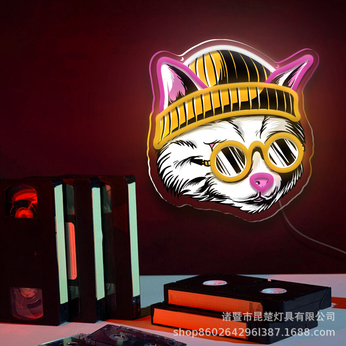 LED霓虹猫墙挂装饰灯亚马逊热销