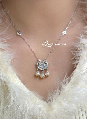 QiananaS925银国风如意锁锁骨链