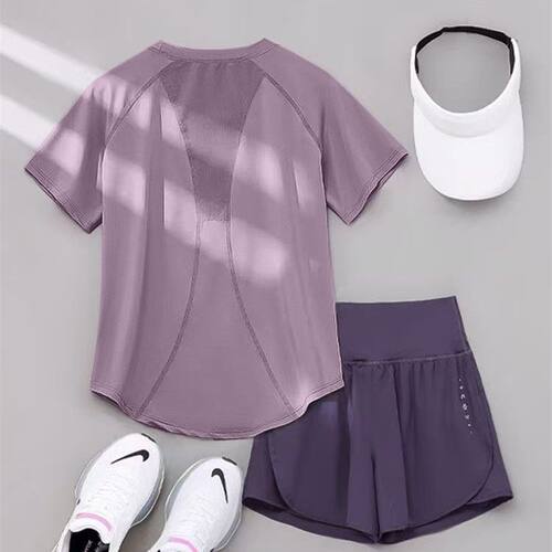 暴汗服女跑步运动T恤春夏薄款宽松速干短袖专业健身训练瑜伽上衣
