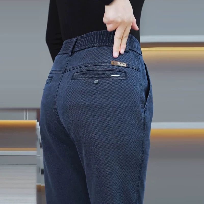 休闲裤男士长裤秋季新款直筒修身抗皱2025新款商务加绒加厚裤子