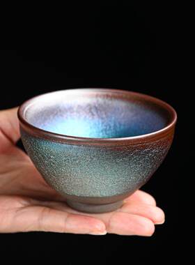 建盏三才盖碗带盖泡茶杯单个铁胎兔毫茶盏陶瓷茶具纯手工大号茶碗