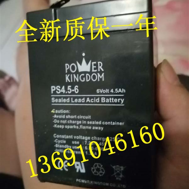 POWER KINGDOM电池 PS4.5-6 6Volt4.5AH玩具车 电子称电瓶6V4.5AH