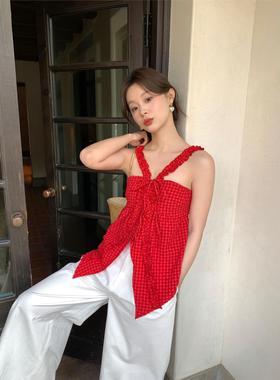 诠释美 NEWOPEN 2024夏季纯欲辣妹肌理感显瘦外穿吊带上衣女S0678